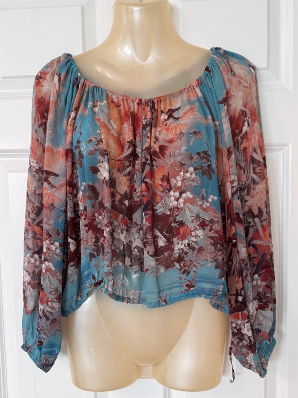 Jean Paul Gaultier Soleil Silk Sheer Peasant Top Size M Vintage 2000s Y2K - Picture 8 of 12